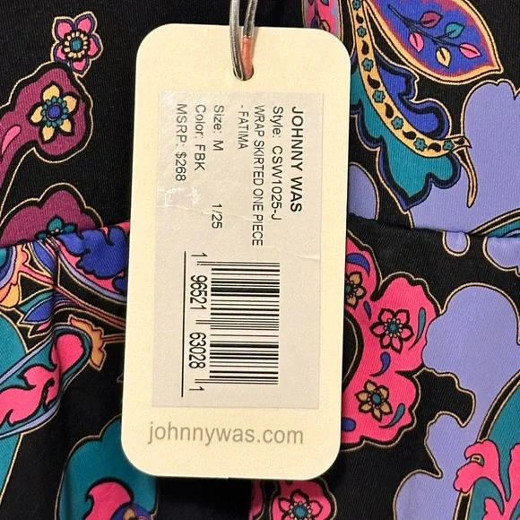 NWT ❤️Johnny Was Fatima Wrap Skirted One Piece Women's Multicolor Swim Dress - Picture 6 of 6